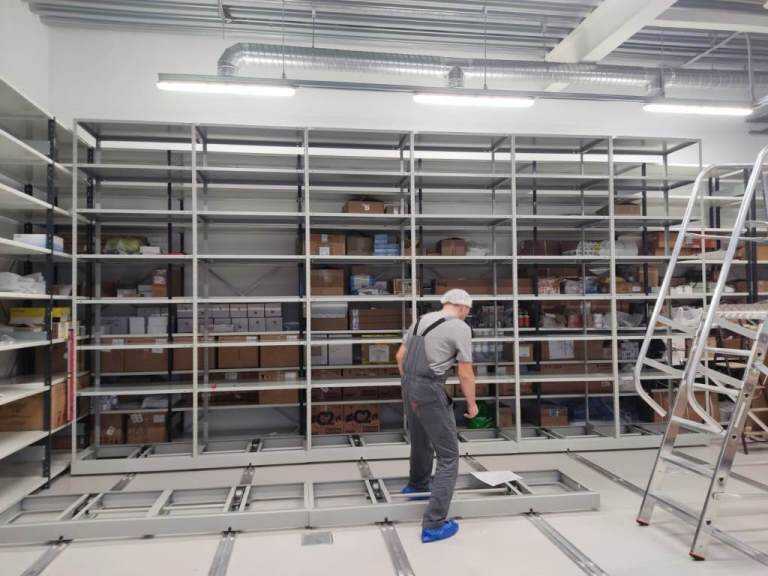 сборка мобильного стеллажа на основе стеллажа полочного ст-012